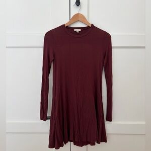 Silence + Noise Burgundy Open-Back Long Sleeve Dress – XS